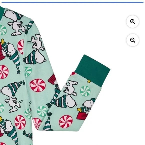 Peanuts Snoopy Unisex Childrens Green 2 PC Pajama Set Size 8 NWT - Picture 4 of 7